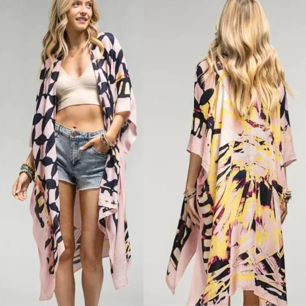Psychedelic Retro Tie Dye Coverup Kimono Duster